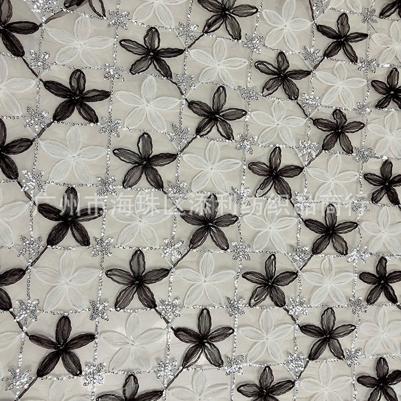 Picture of High-quality Mesh Plate with Multi-color Lolita Sequin Checkered Embroider Dress Kidsren's Clothing Decorative Fabric
