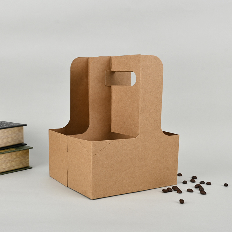 Ibrahimovic Portable Cup Holder Packaging Cup Carrying Packaging Box Packaging Box Kraft Paper White Box Corrugated Box Packaging Takeaway