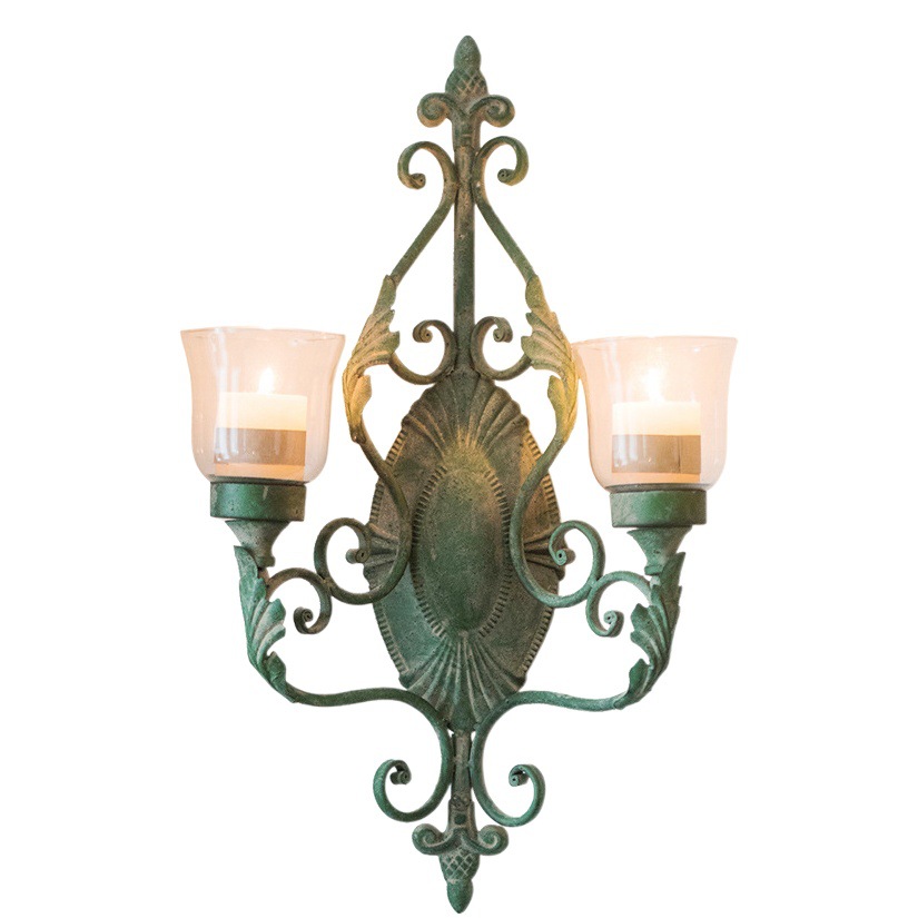 Vintage Light Luxury Decorations Decorative Lamp Candlestick Wall Pendant Metal Crafts Pendant Sacrifice Utensils