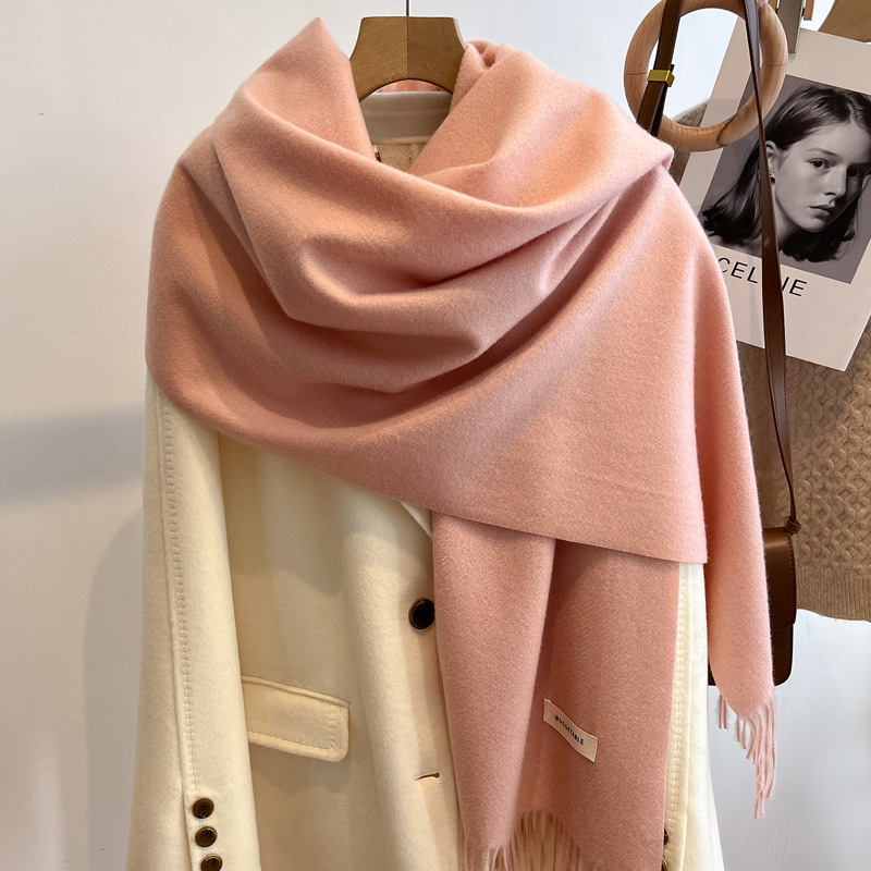 Picture of Blue Imitation Cashmere Scarf for Women 2025 New Winter K-Style Thickeneded Light Blue Scarf Versatile Dual-Use Shawl