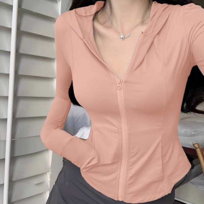 Picture of Korean-style hiphop ice silk breathable hooded sunscreen women's summer slim fit slimming casual all-match cardigan coat trendy