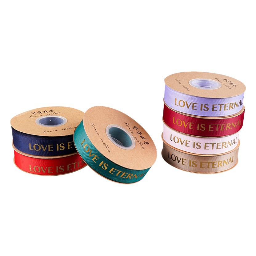 2.5 thread ribbon flower packaging ribbon floral gilding rib ribbon LOVE English letter bouquet strap