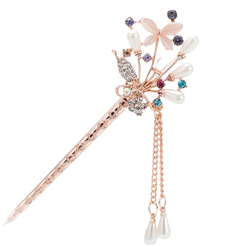 Source Factory Explosions Chinese Hairpin Women's Spring and Summer 2025 Antique Tassel Step Alloy Hairpin Cheongsam Hair Accessories