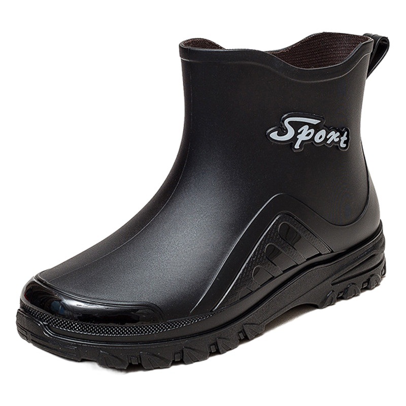 Trendy short rain shoes men's non-slip water shoes wear-resistant padded bottom student water boots PVCJ rubber shoes cross-border wholesale