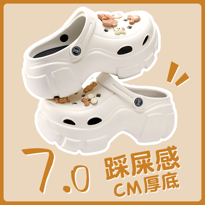 Picture of Thick-Soled Croc Shoes Women's 2025 New Summer Eva Anti-Slip Heightening Heel Beach Sandals Slippers Women's Summer Outerwear