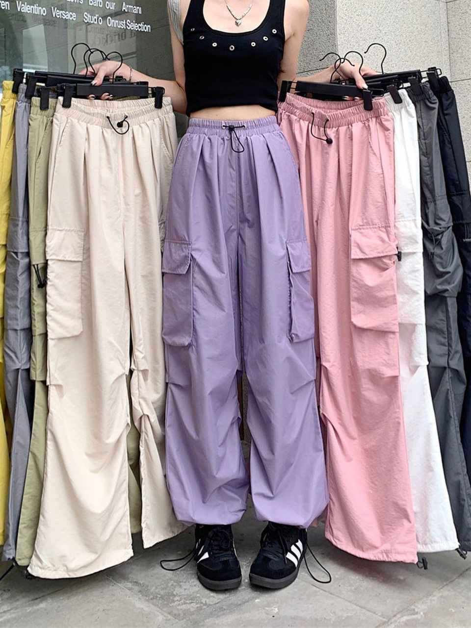 High-Waisted New Workwear Autumn Straight-Leg Pants Wide-Leg Sports Fashion Casual Pants for Women 2024 American Style Loose Fit