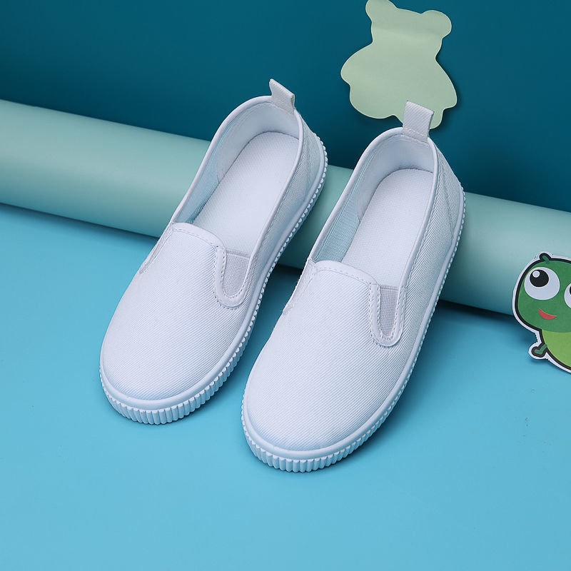 Picture of White shoes children's kindergarten white cloth shoes indoor student children's shoes baby dance shoes boys and girls white sneakers
