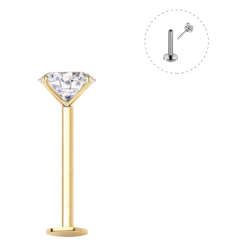 Stainless Steel Covered Drill Rod Lip Nail 0.8-1.2 Rod 1.5- 4mm Ear Bone Nail Tragus Nail Pin Lip Nail Cross-Border