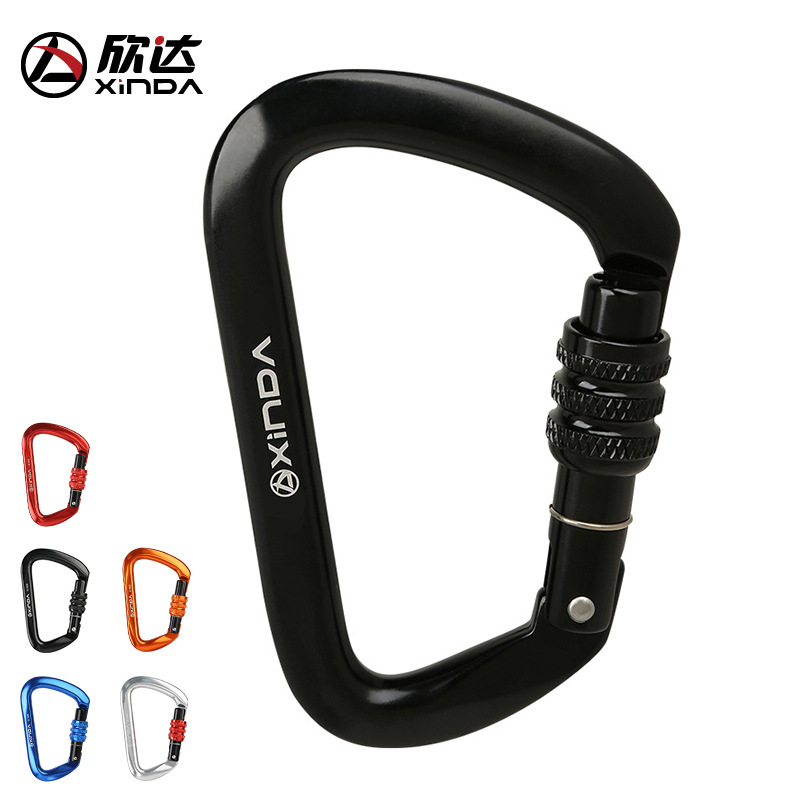 Picture of Aluminum alloy main lock outdoor rock climbing main lock D-type screw buckle lock safety lock buckle mountaineering buckle equipment high-altitude yoga
