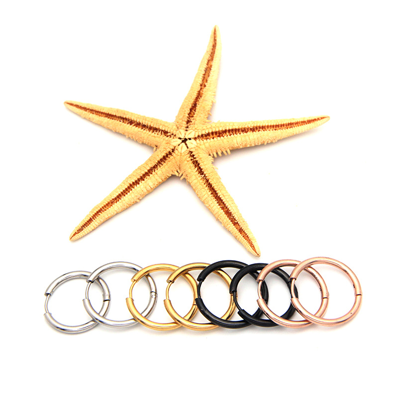 Picture of Cross-Border Titanium Steel Stainless Steel Earrings 1.6 Round Wire Earrings Ear Buckles Amazon Earrings Earrings Manufacturer Spot Wholesale