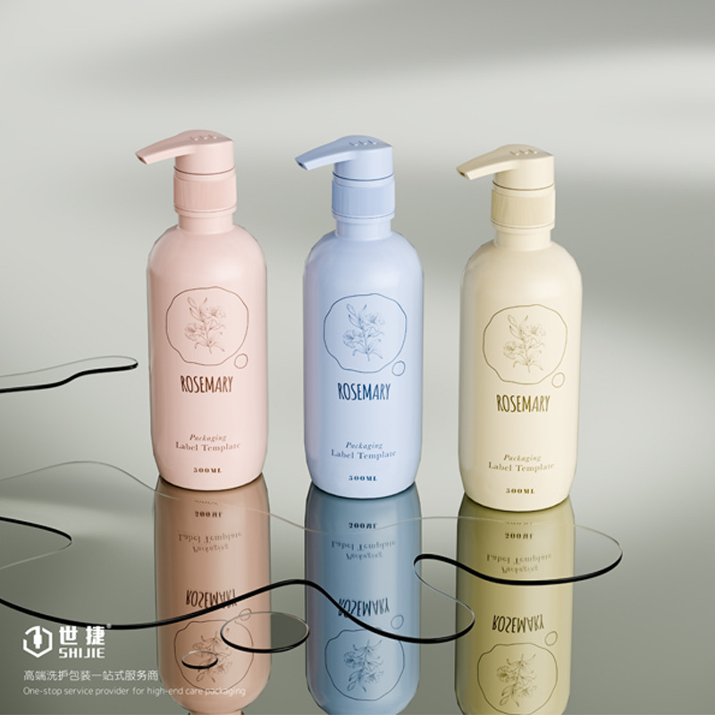 Facial cleanser press pump bottle hotel high-end hand sanitizer bottle custom 300ml600ml flat shoulder cylindrical bottle