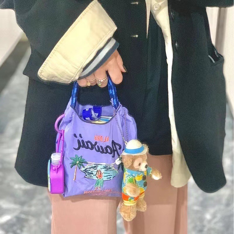 Japanese Style Mini Embroider Family Nylon Waterproof Handbag Women's Mini Handbag Kidsren's Satchel Hand-Held Crossbody Bag