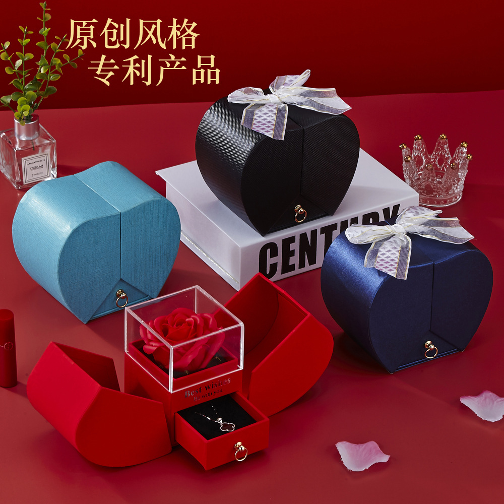 Picture of Love Apple Rose Jewelry Box Necklace Ring Hand Jewelry Send Friends Tanabata Christmas Birthday Gift Box