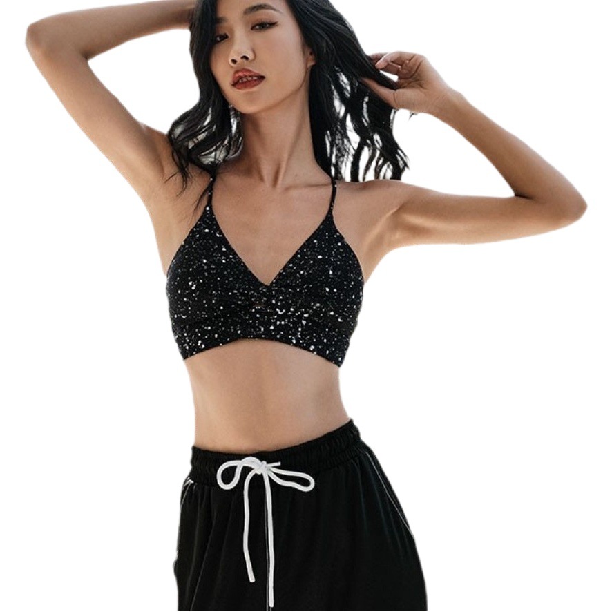 Amazon popular beauty vest yoga clothes women's sling chest pad sports bra fitness underwear quick-drying outer wear sexy