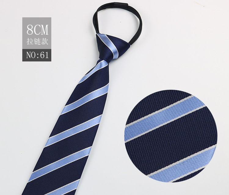 Picture of Factory Black Men's Tie Striped Blue Business Tie Lazy People Knot Free Zipper Tie in stock Wholesale