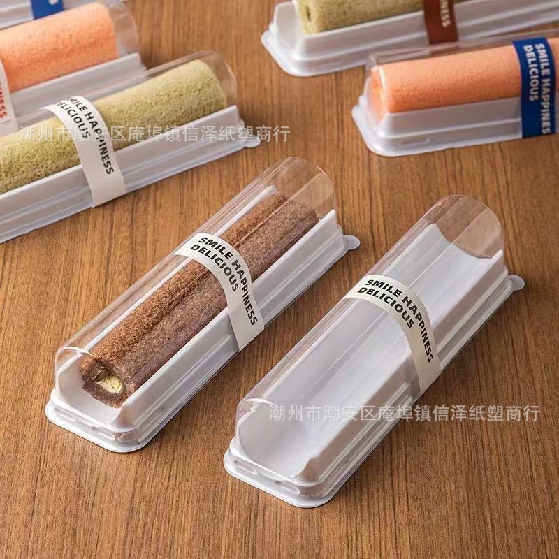 Mini towel small roll packaging box fruit roll transparent swiss roll packaging box dessert pastry baking box