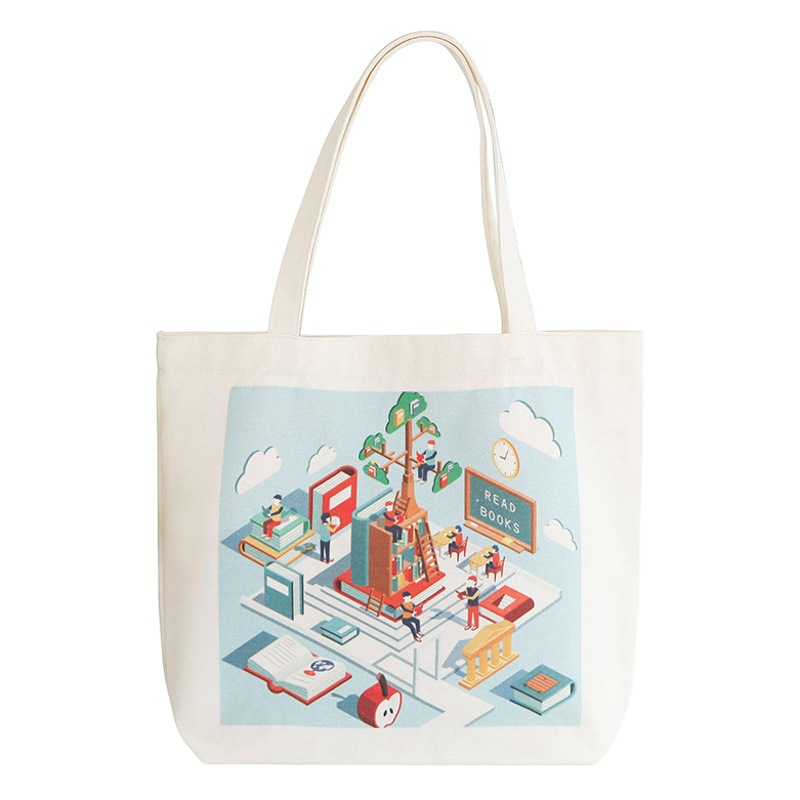 Environmentally Friendly DIY Advertising Canvas Bag Cotton Zipper Tote Bag Souvenir Shopping Bag Printed Logo Tote Canvas Bag