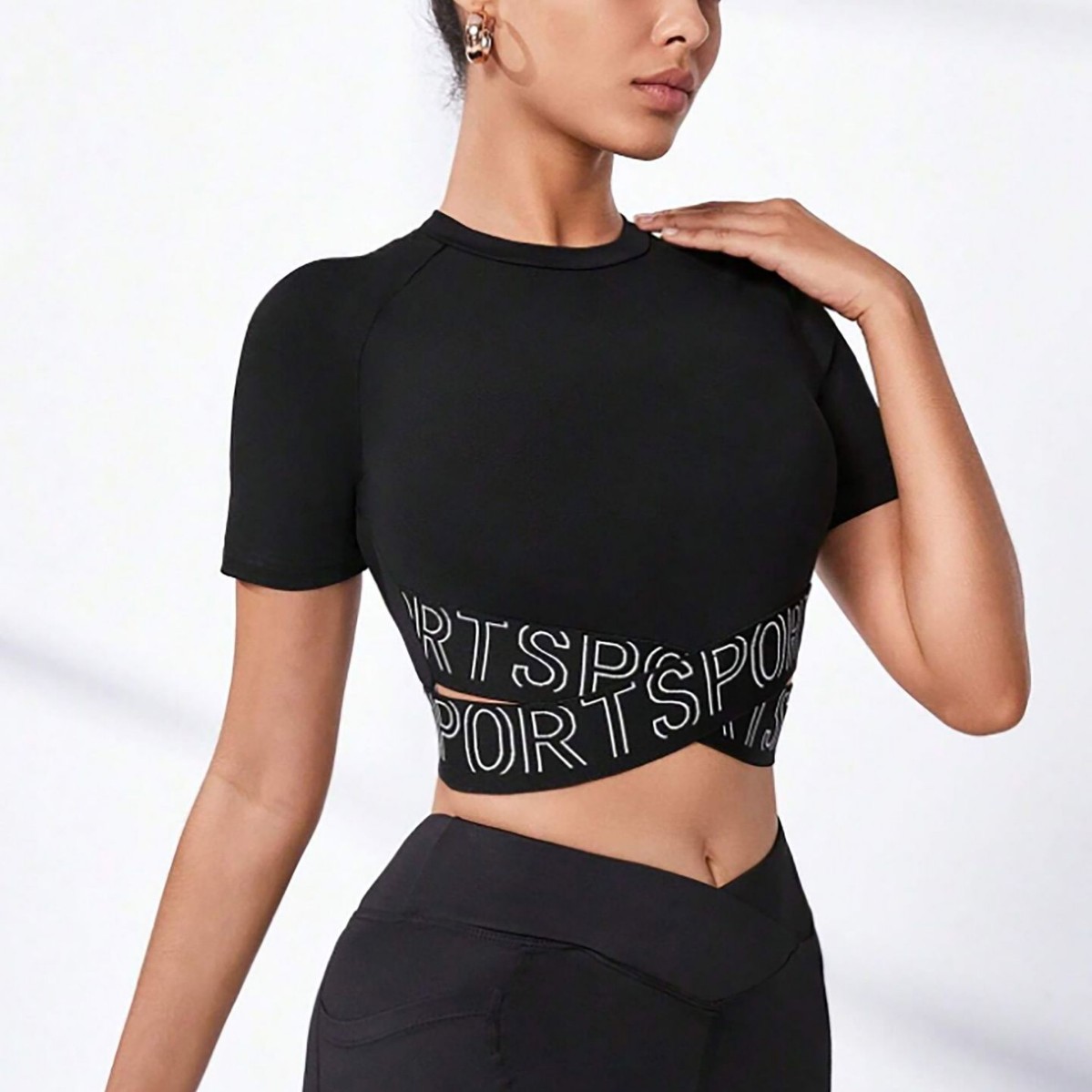 Cross-border New Summer Cross-border Slim-fit Slim Short T-shirt Sports Spice Girl Vest Niche Letter Inner Top