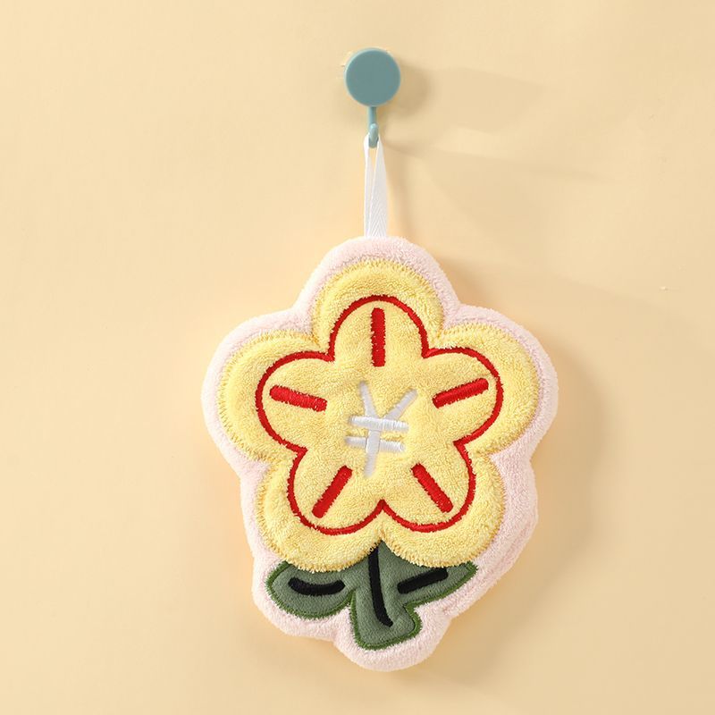 Picture of Rich Flower Towel Cartoon Cute Hanging Towel Strong Absorbent Kitchen Household Children's Wipe Handkerchief Hanging Towel