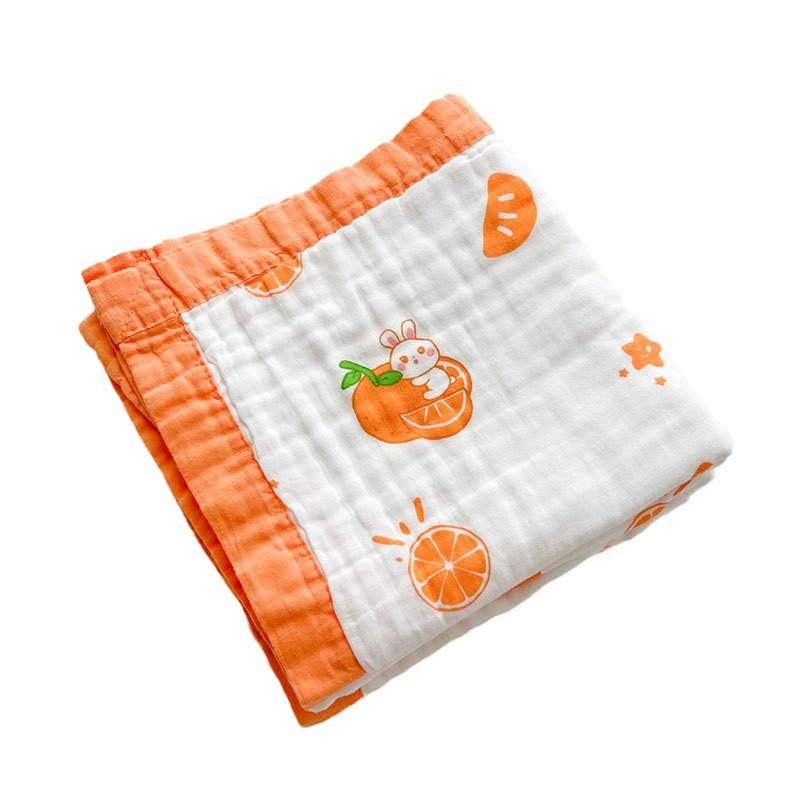 Picture of 6 layers of cotton gauze newborn wrapping towel bath towel wholesale printed wide side kindergarten children's blanket soft bath towel