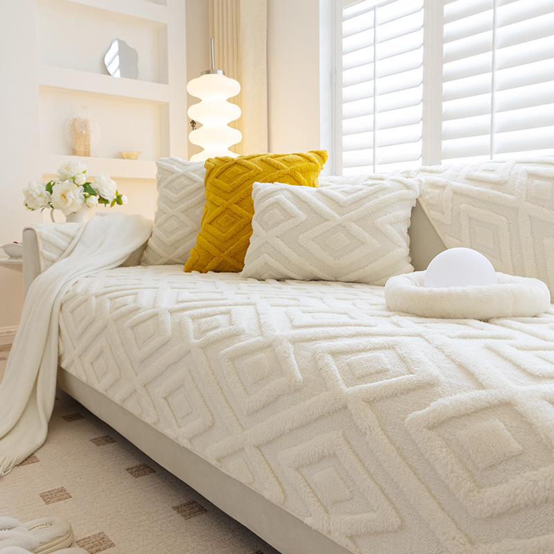 Jacquard Shu Cotton Velvet Sofa Cushion Winter 2025 New Plush Cushion Non-Slip Leather Sofa Cover Cloth Cross-Border Supply