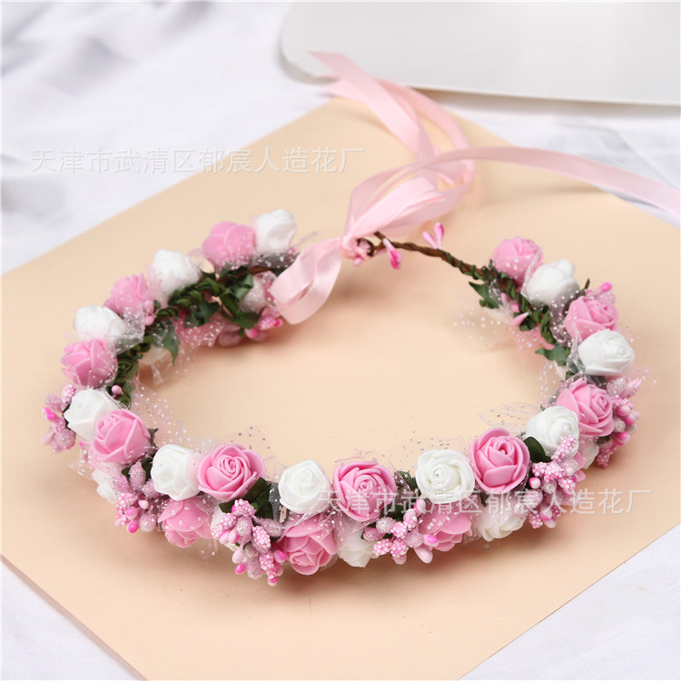 Double Head Ring Beautiful Bride Bridesmaid Wreath Wholesale Korean Style Foam Children Princess Head Flower Shooting Props Wreath