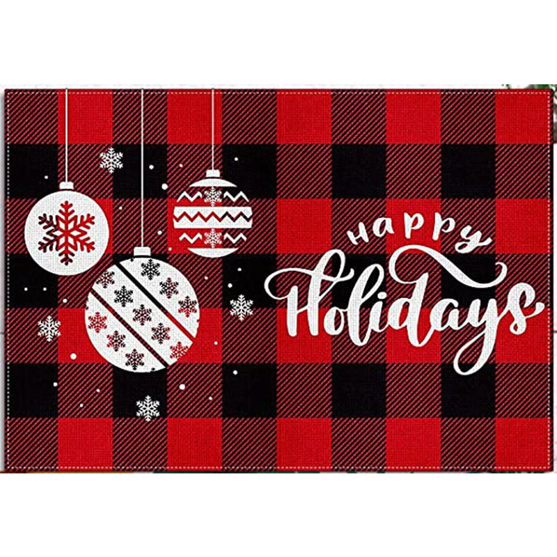 Picture of Christmas Placemat Scandinavian Style English Letter Napkin Western Restaurant Tablecloth Single Layer Linen Insulation Mat Table Mat