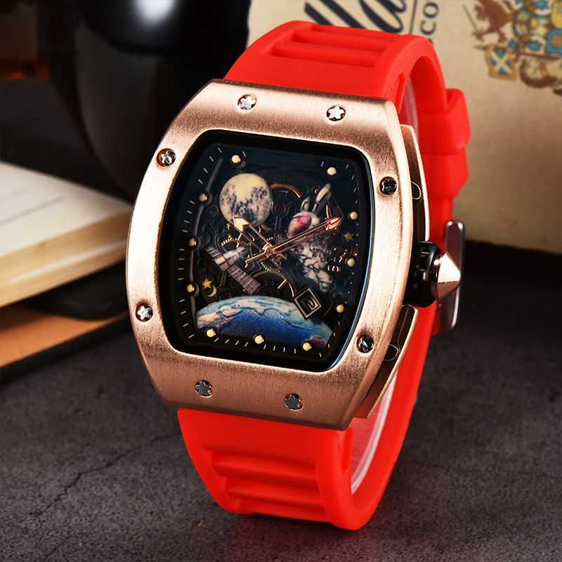 Picture of Factory wholesale foreign trade new barrel-shaped space astronaut luminous hollow tourbillon fashion men's wrist watch