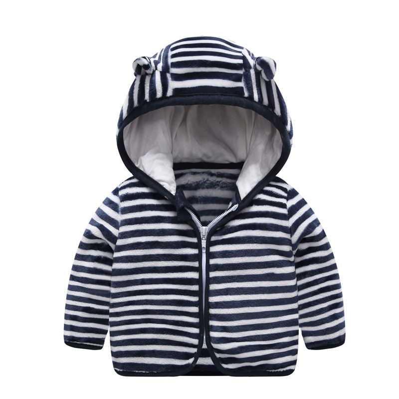 Picture of Baby Flannel Hooded Bear Top for Early Spring, Autumn, and Winter, Korean Version, Unisex, Fleece-Lined, Warm and Comfortable, Versatile Jacket