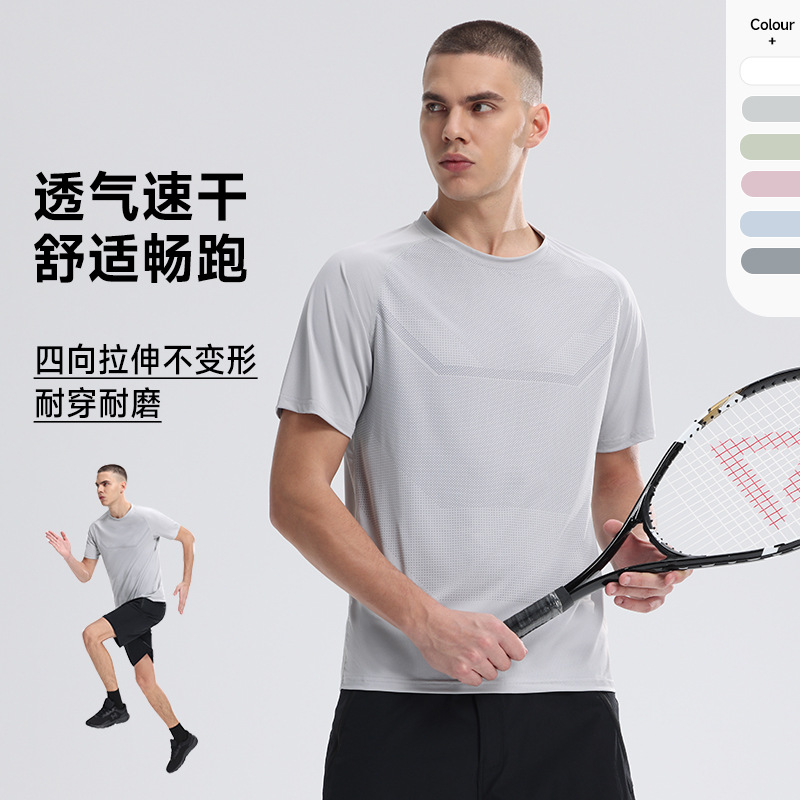 Cross-border foreign trade men's outdoor sports digital printing T-shirt lightweight breathable moisture absorption men's round neck quick-drying short sleeve