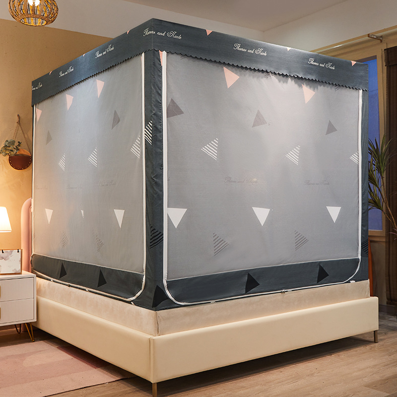 Cross-Border Anti-Fall Mosquito Net Home Bedroom Yurt Integrated Blackout Bed Curtain 2025 New Kidsren's Princess Bed Curtain