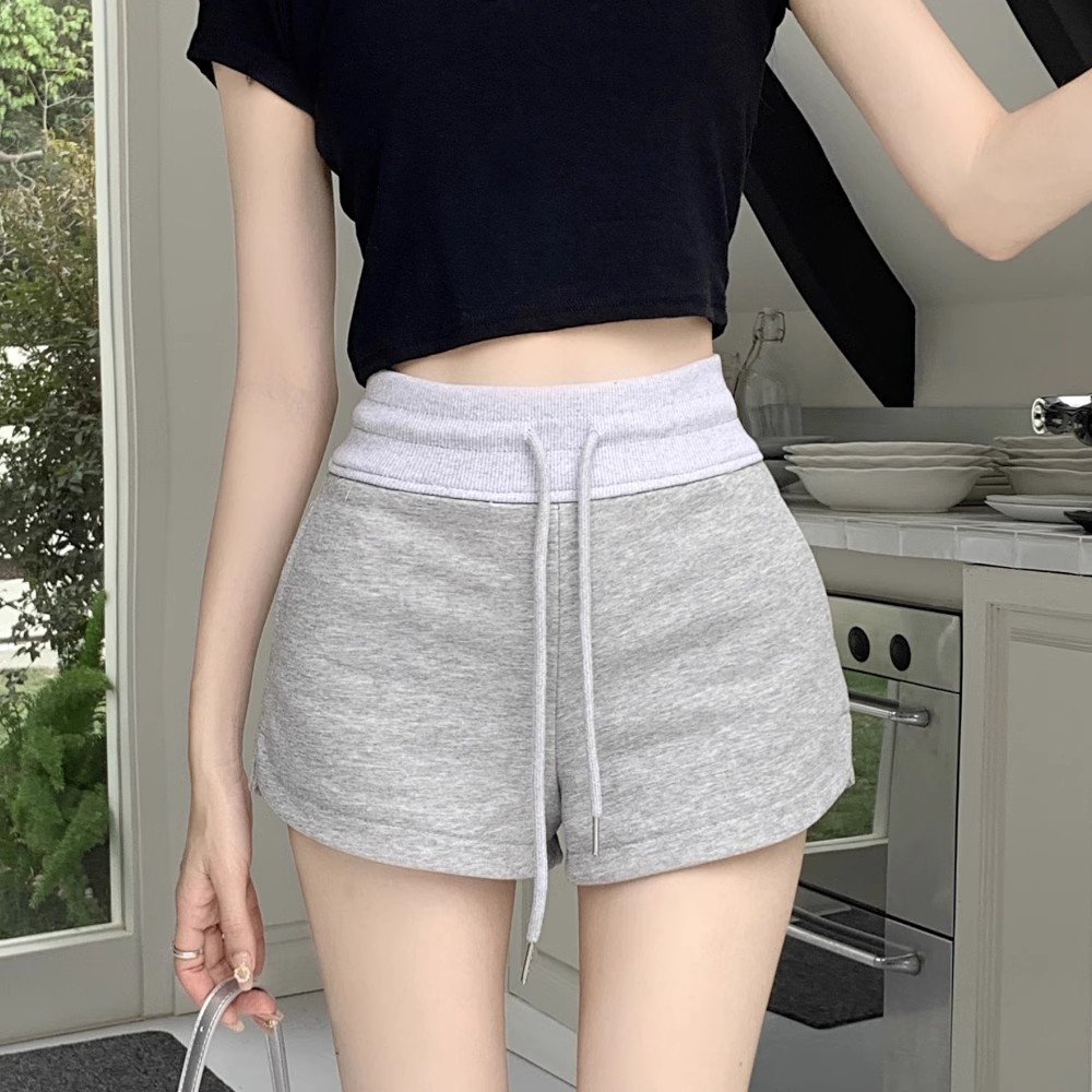 Grey Sports Shorts Women's Summer Thin Outer Wear Small Casual High Waist Slimming Spice Girl A- line Super Short Hot Pants