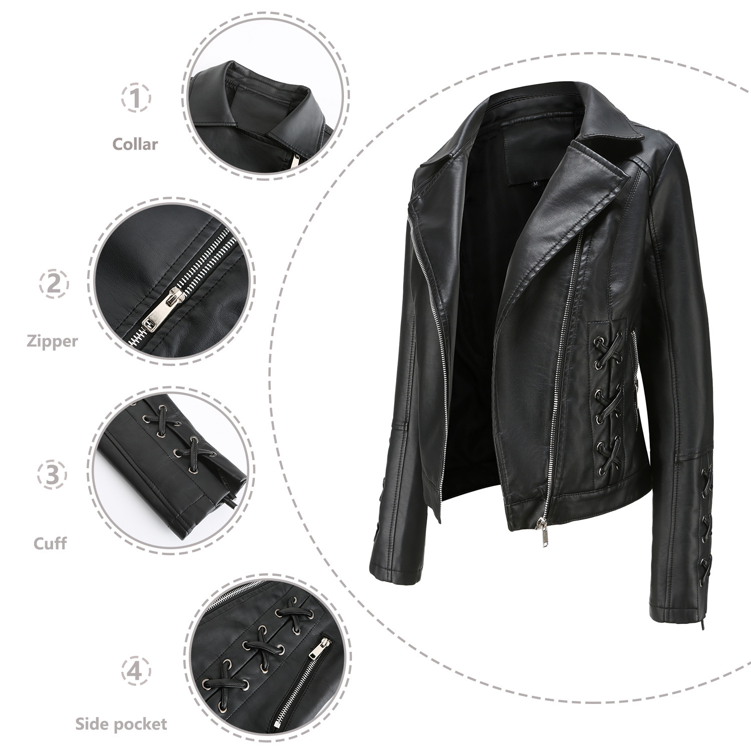 Picture of Export clothing Niche Design Boutique Knitted PU Leather Clothing Strap Fashion Women's Coat European and American Leather Clothing