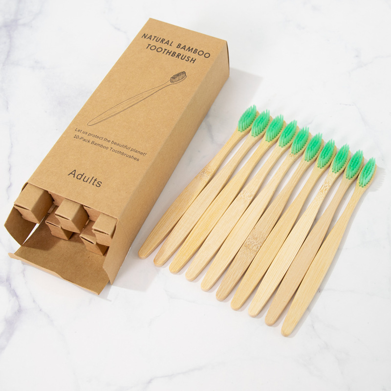 Picture of Children and Adults Disposable 10-Pack 4-Pack Toothbrushes Hotel Bamboo Charcoal Hard Bristles Soft Bristles Bamboo Portable Eco-Friendly Material