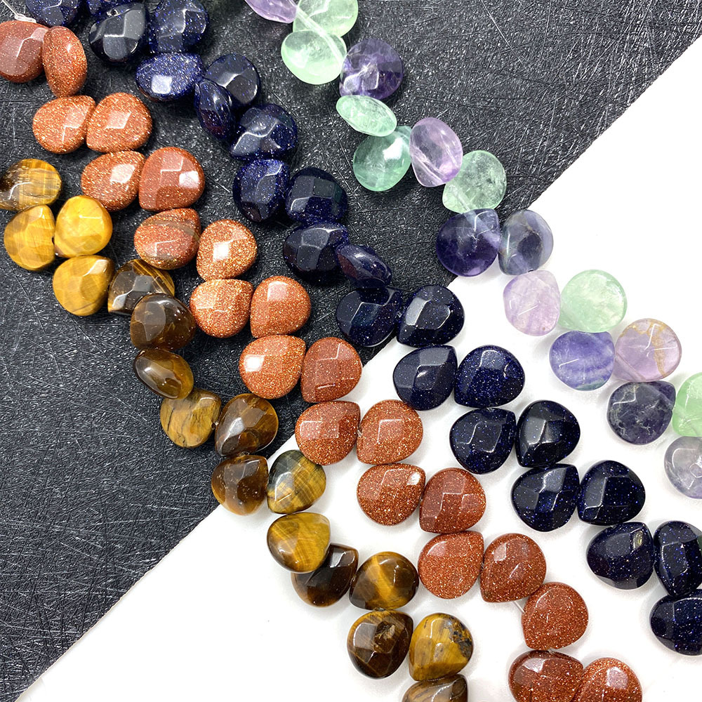Natural stone cut surface loose beads 8x 12mm water drop flat horizontal hole notoginseng hole beaded DIY necklace accessories