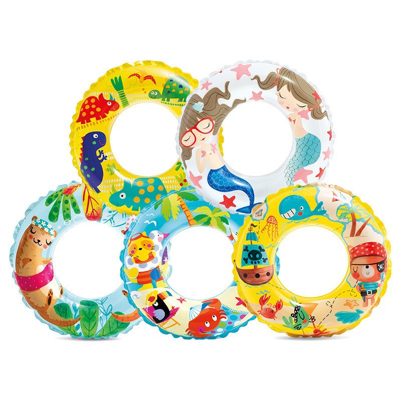 INTEX59242 children's swimming ring baby thickened boys and girls cartoon life-saving floating ring 6-10 years old armpit swimming ring