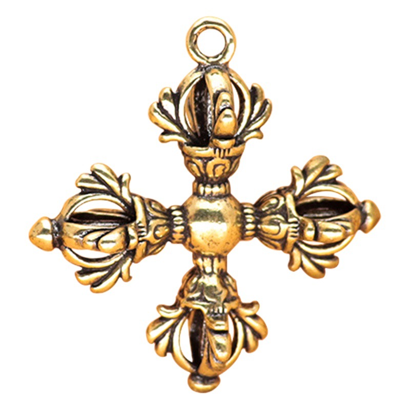 Cross Vajra Keychain Pendant Brass National Trend Chinese Style Universal Teacher Small Gift Creative Gift