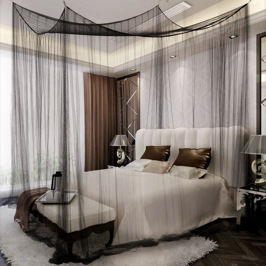 Picture of Four-Sided Door Opening Square High-Large Mosquito Net Polyester Simple Black Square Gauze Double Three-Door European and American Household Anti-Mosquito Net