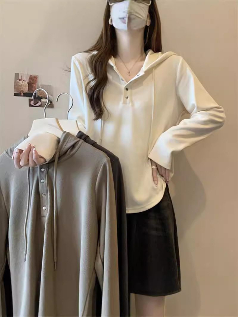 200kg plus size chubby girl cotton shoulder slimming Joker long sleeve T-shirt autumn and winter trend new hooded women's jacket