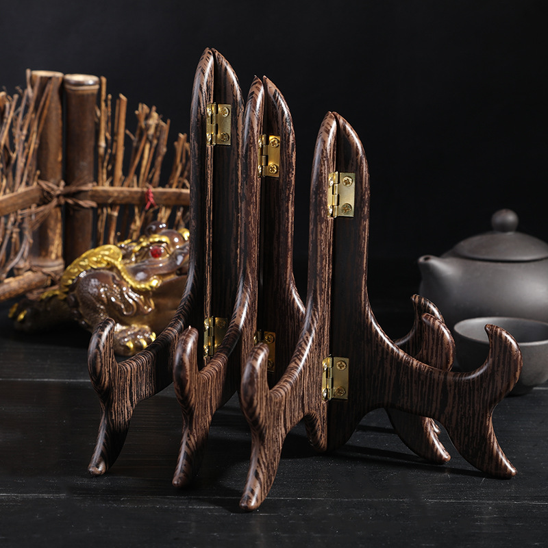 Picture of Pu'er tea shelf imitation solid wood tea cake stand seven-seed cake display stand White Tea porcelain plate disc crafts stand display stand
