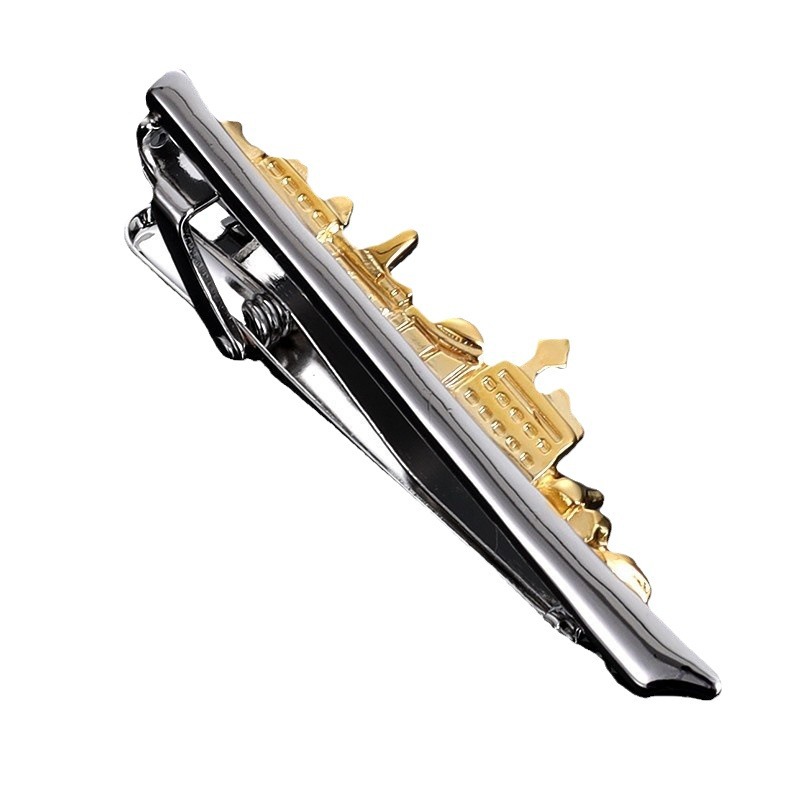 Picture of Spot men's shape metal bullet pen collar clip creative two-color pen sail aircraft fun tie clip
