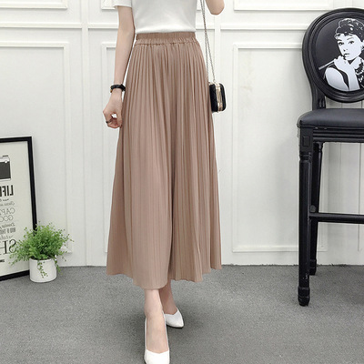 Picture of Wide Leg Pants Pleated Chiffon High Waist Loose Skirt Pants Large Swing Draping Large Size Linky Spring and Summer Casual Pants Women's Ankle-length Pants