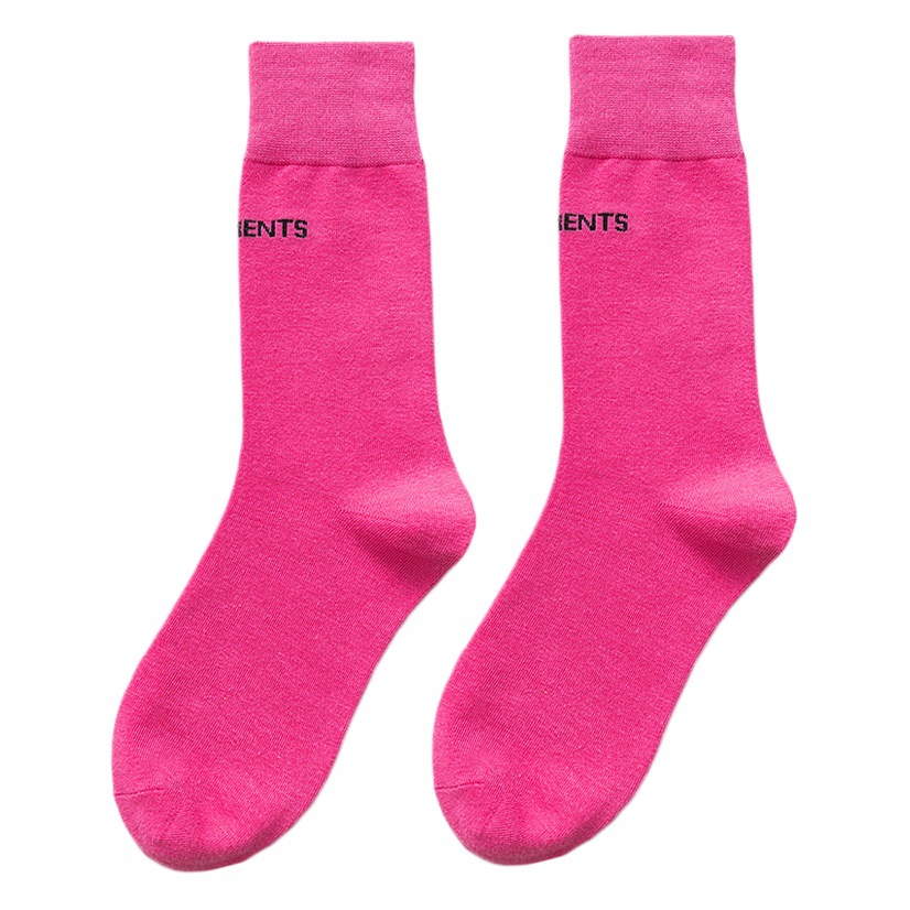 Rose Red Socks Women's Mid-length Socks ins Trendy Korean Cyber Red Letter Sports Stockings Women's Pure Cotton Spring and Autumn Stacks