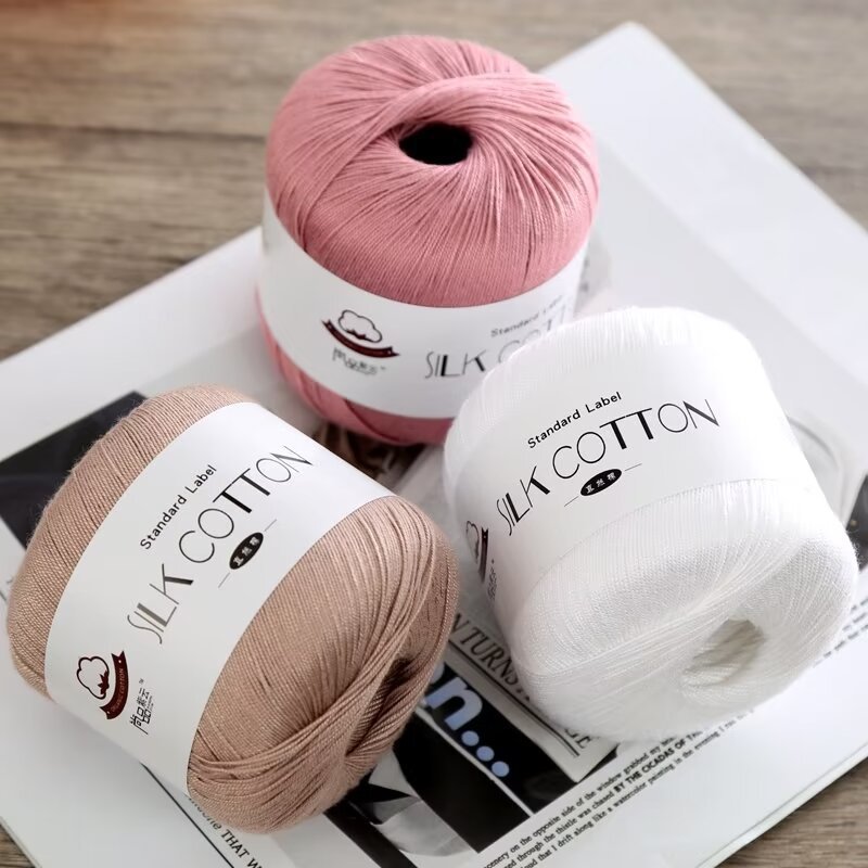 No. 6 Lace Thread Silk Cotton Hand-Woven DIY Mulberry Silk Material Bag Crochet Hat Clothes Wool Ball