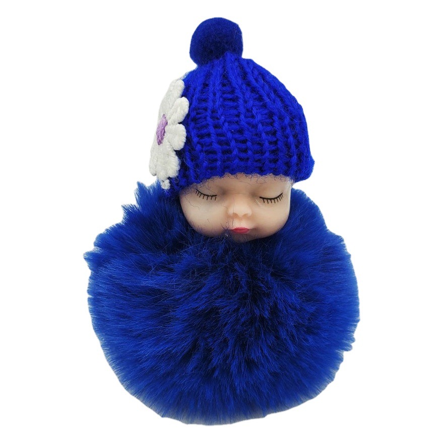 Manufacturer's Ready-Made Imitation Rex Rabbit Fur Cute Sleeping Doll Keychain Cute Sleeping Baby Girl Bag Fur Ball Pendant Gift