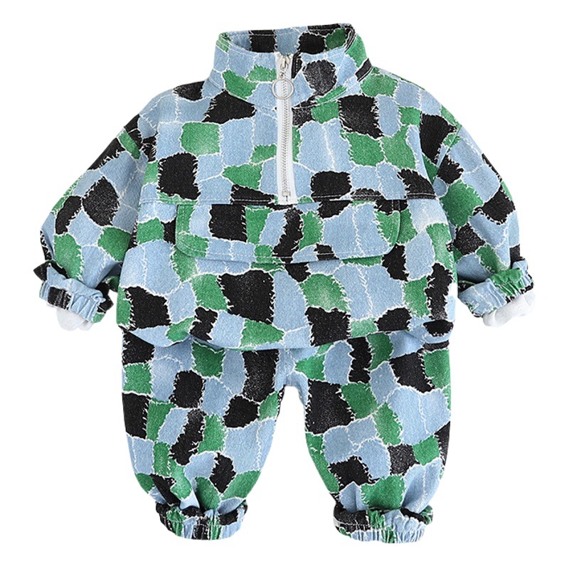 Boys' Autumn suit 2023 New Handsome Children's Spring and Autumn Collar Sweat Korean Style Two-Piece Set