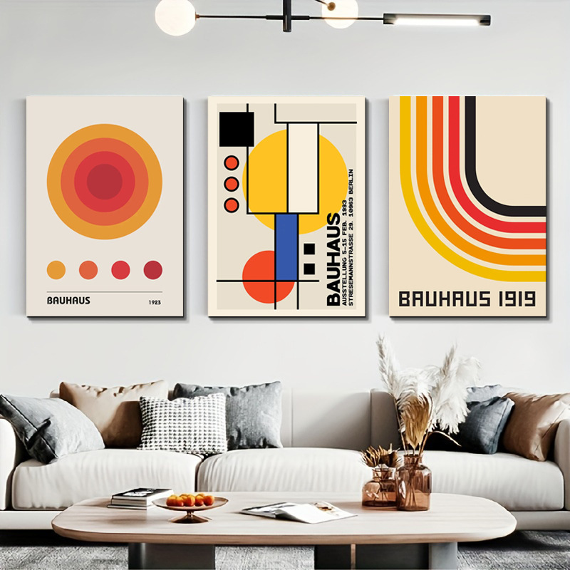 Nordic Abstract Living Room Decorative Painting Modern Geometry Bauhaus Poster Frameless Painting Hallway High Definition Core
