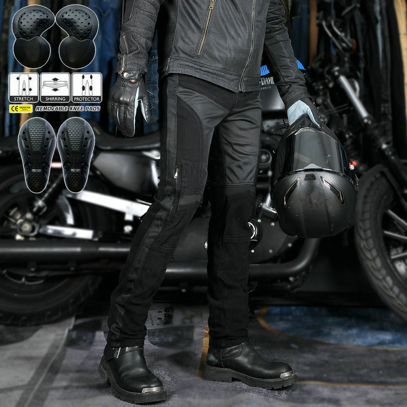 Motorcycle Jeans Men and Women Summer Casual Mesh Breathable Cycling Pants Retro Slim-fit Motorcycle Drop-resistant Pants