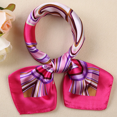 Picture of Small Square Scarf Korean Professional Silks and Satins Versatile Bank Stewardess Train Member Business Fashion Decorative Women's Scarf
