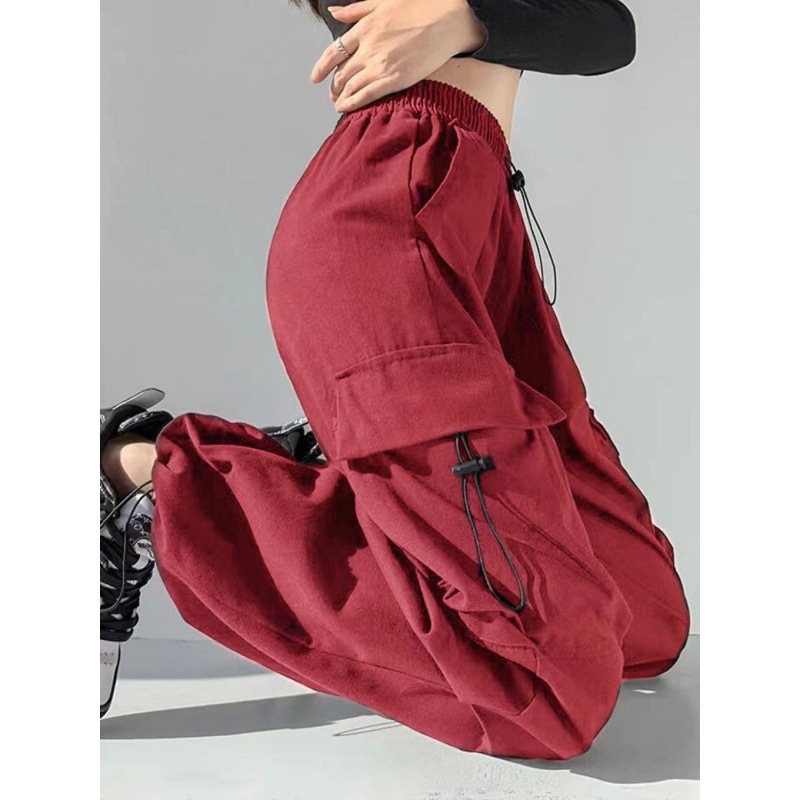 American Spice Girls Red Claw Pants Women Spring and Summer New Korean Handsome Thin Slimming Straight Leg Sports Pants